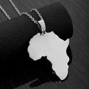 Smooth Silver Africa Map Pendant Necklace